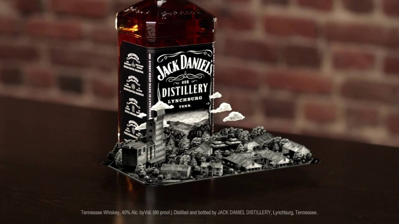 Augmented Reality 3D Preview on Jack Daniels bottle